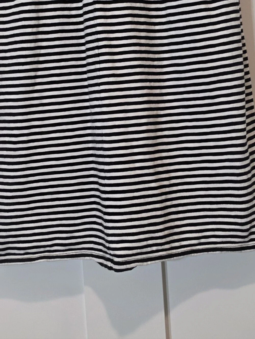 J. Crew Fact Cotton Racerback Tank Dress Knee Length Black White Striped Large